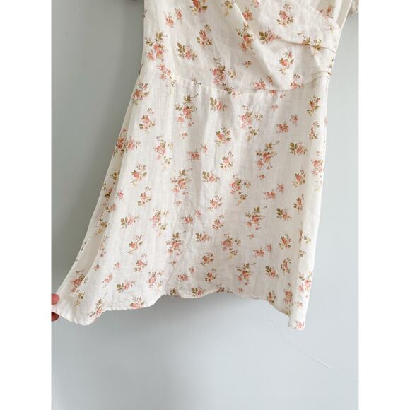 Reformation | Mildred Bowie Linen Dress Floral Off The Shoulder | Sz 6 - Picture 6 of 10